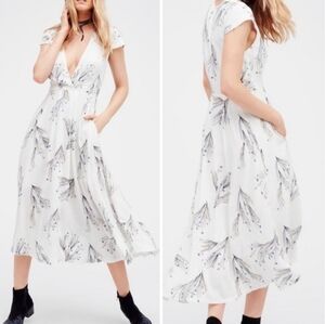 Free People Retro Midi Dress in Printed Ivory/Floral Size 10